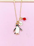 Gold Penguin Charm Necklace, Wildlife Biologist Zookeeper Gifts, N4342B