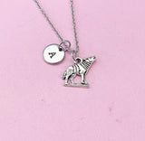 Silver Wolf Charm Necklace, N4387