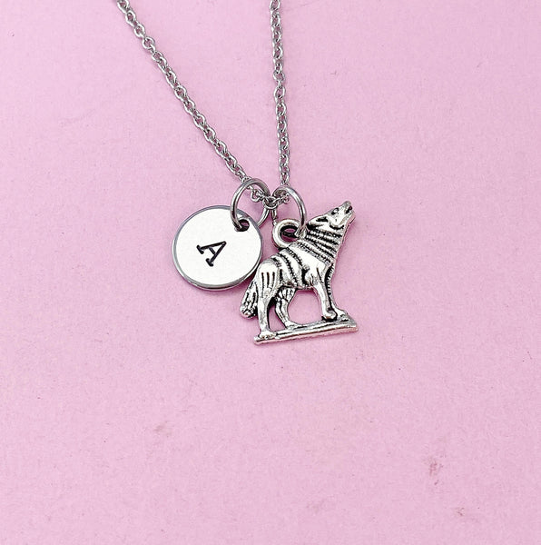 Silver Wolf Charm Necklace, N4387