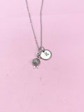 Silver Knitting Yarn Ball Knit Charm Necklace, N5422