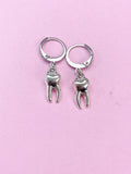 Silver Tooth Charm Earrings, Molar, N5560A