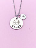 Silver Basketball Necklace, Basketball Gift, Coach Basketball Team Gift, D295