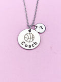 Silver Basketball Necklace, Basketball Gift, Coach Basketball Team Gift, D295
