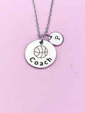 Silver Basketball Necklace, Basketball Gift, Coach Basketball Team Gift, D295