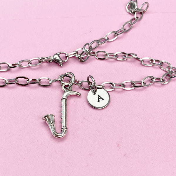 Silver Bass Clarinet Charm Bracelet, Music Charm, Matching Band Gifts, Personalized Gift, N1295A