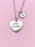 Great Grandma Necklace Heart, Stainless Steel Mother's Day Gifts, Best Christmas Gifts for Great Grandma, D093