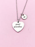 Engraved Heart Great Grandma Necklace, Stainless Steel Initial Charm