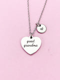 Engraved Heart Great Grandma Necklace, Stainless Steel Initial Charm