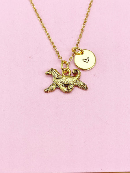 Gold Afghan Hound Charm Necklace, N487