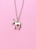 Silver Donkey Charm Necklace,