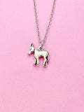 Silver Donkey Charm Necklace,
