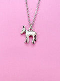 Silver Donkey Charm Necklace,