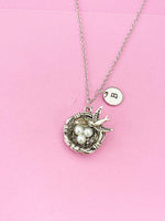 Silver Bird Nest Charm Necklace, N159