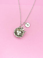 Silver Bird Nest Charm Necklace, N159