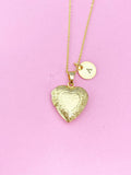 Gold Heart Locket Necklace, Love, Keepsake Photo Frame, N4044