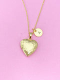 Gold Heart Locket Necklace, Love, Keepsake Photo Frame, N4044