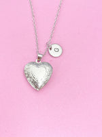 Silver Heart Locket Necklace, Keepsake Photo Frame, N4519