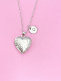 Silver Heart Locket Necklace, Keepsake Photo Frame, N4519