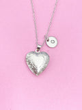 Silver Heart Locket Necklace, Keepsake Photo Frame, N4519