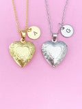 Silver or Gold Heart Locket Pendant Necklace, Love Necklace, Keepsake Photo Frame Charm, N4044A