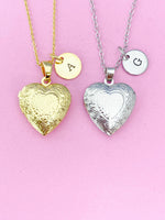Silver or Gold Heart Locket Pendant Necklace, Love Necklace, Keepsake Photo Frame Charm, N4044A