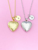 Silver or Gold Heart Locket Pendant Necklace, Love Necklace, Keepsake Photo Frame Charm, N4044A