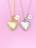 Silver or Gold Heart Locket Pendant Necklace, Love Necklace, Keepsake Photo Frame Charm, N4044A