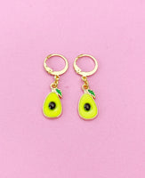 Gold Avocado Charm Earrings, Avocado Foodie Charm Earrings, N3241