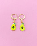 Gold Tone Avocado Dangle Earrings, Foodie Charm