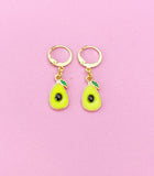 Gold Tone Avocado Dangle Earrings, Foodie Charm