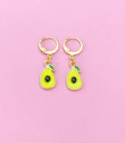 Gold Avocado Charm Earrings, Avocado Foodie Charm Earrings, N3241
