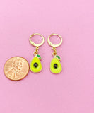 Gold Tone Avocado Dangle Earrings, Foodie Charm