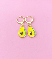 Gold Avocado Charm Earrings, Avocado Foodie Charm Earrings, N4202B