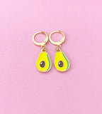 Gold Avocado Charm Earrings, Avocado Foodie Charm Earrings, N4202B