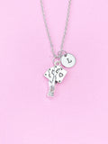 Poker Card Charm Necklace, Initial Stainless Steel Chain, Gambling Gift