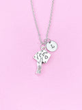 Poker Card Charm Necklace, Initial Stainless Steel Chain, Gambling Gift