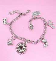Silver Kitchen Mixer Bake Pan Measuring Cup Cookbook Cupcake Bundt Pan Cake Charm Bracelet, N4951