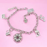 Silver Kitchen Mixer Bake Pan Measuring Cup Cookbook Cupcake Bundt Pan Cake Charm Bracelet, N4951