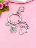 Silver Guardian Angels Stethoscope Charm Keychain, Doctor Nurse Personalized Gift, N4734