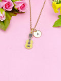 Gold Ukulele Charm Necklace, Music Instrument Musician Jewelry Gift, N5864