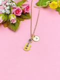 Gold Ukulele Charm Necklace, Music Instrument Musician Jewelry Gift, N5864