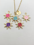 Gold Sun Charm Necklace, N5888