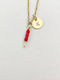 Gold Red Meatball on Stick Charm Necklace, Foodie Jewelry Gifts, N5891