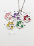 Silver Bee Honeycomb Charm Necklace, N5897