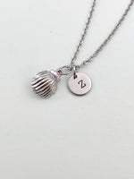 Silver Pearl Shell Charm Necklace, Blue, N5901