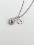 Silver Pearl Shell Charm Necklace, Blue, N5901