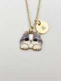 Gold Cute Cat Charm Necklace, N5904