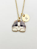 Gold Cute Cat Charm Necklace, N5904