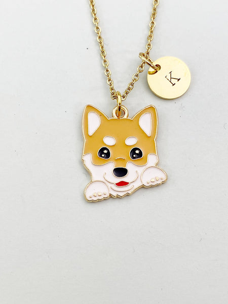 Gold Cute Shiba Dog Charm Necklace, N5905