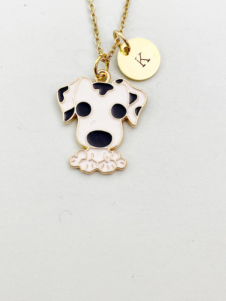 Gold Cute Dalmatian Dog Charm Necklace, N5906